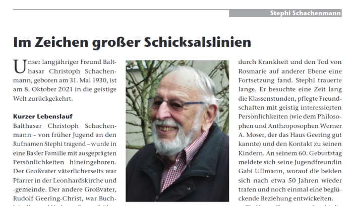 Nachruf auf Stephi Schachenmann